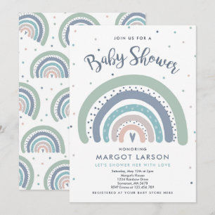 Regnbåge Babyskon Inbjudan Muted Pastel Rainbow