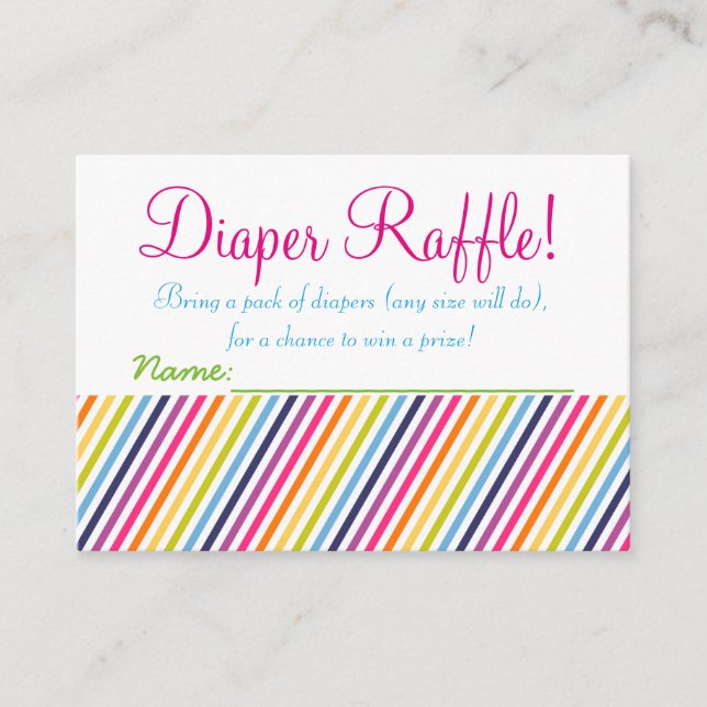 Regnbåge Babyskor Diaper Raffle Biljett Tilläggskort (Framsida)
