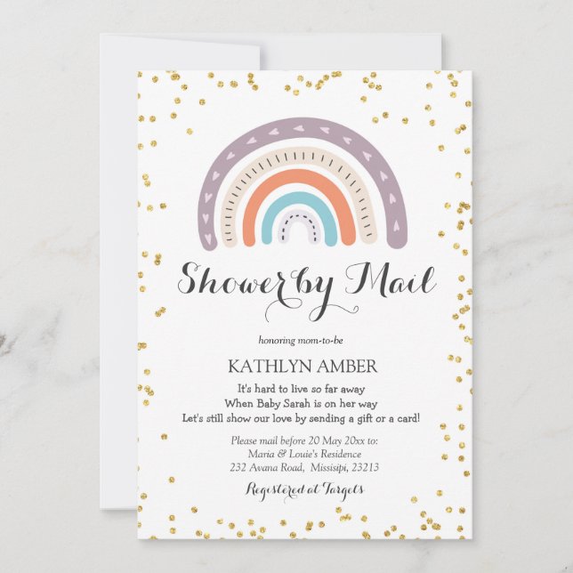 Regnbåge Babyskor per e-postinbjudan Inbjudningar (Framsida)