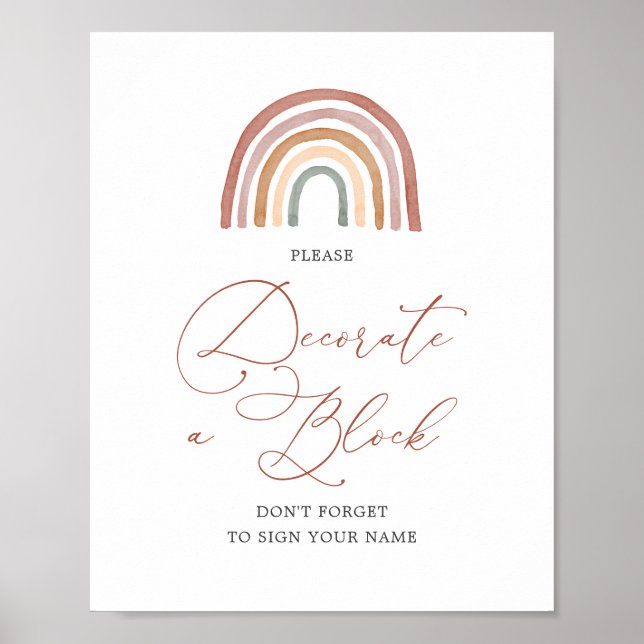 Regnbåge babyvisningsprogram dekorera ett blocktec poster (Framsidan)