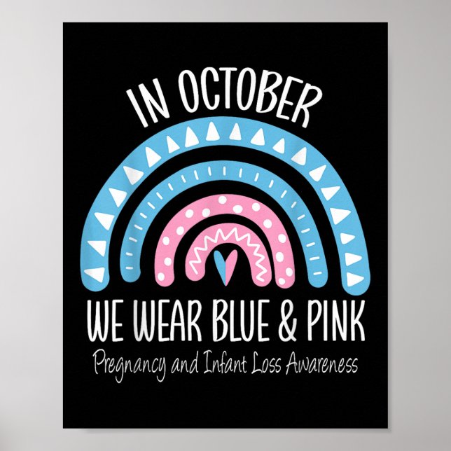 Regnbåge Bära Blått Rosa Gravid och spädbarnsförlu Poster (Framsidan)