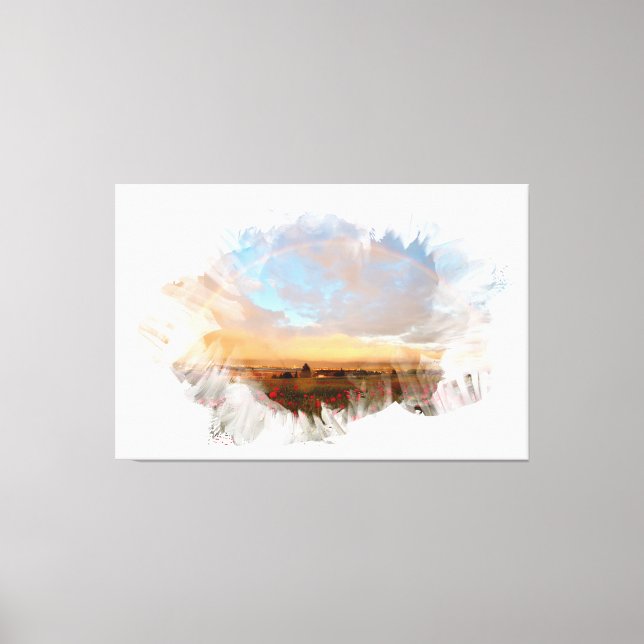 *~* Regnbåge Beach Vågar Ocean Artsy Blommigt AR11 Canvastryck (Framsida)