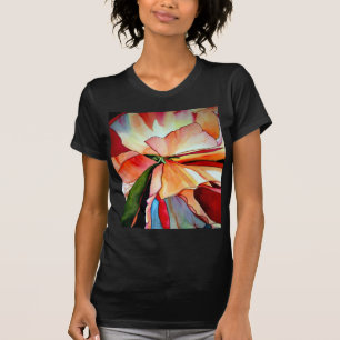 Regnbåge Begonia blomma akvarell original konst T-shirt