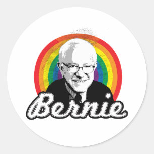 Regnbåge Bernie - HBTQ-politik - Runt Klistermärke