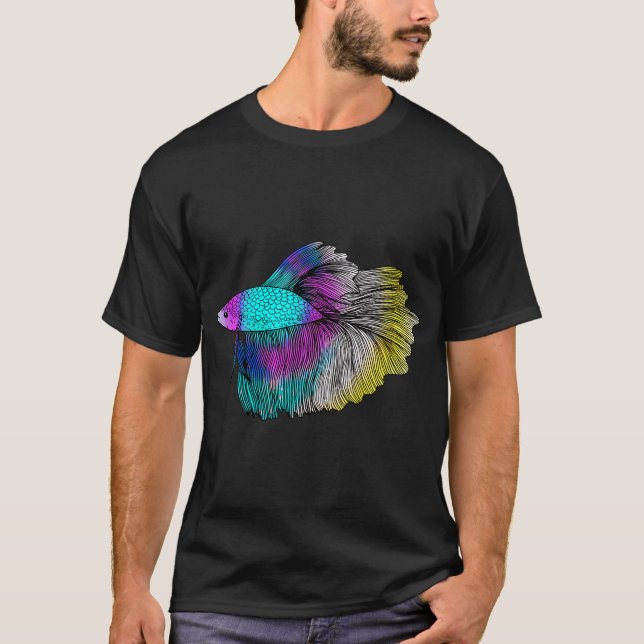 Regnbåge Betta Fisk T Shirt (Framsida)