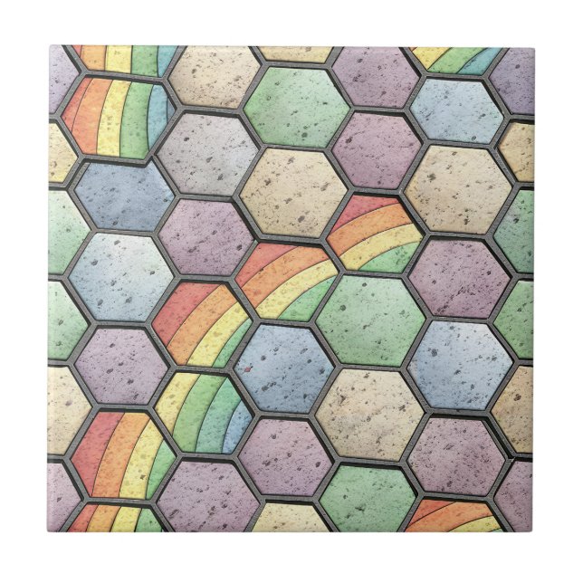 Regnbåge Bikake Mosaik – Hexagonal Kakel (Framsidan)