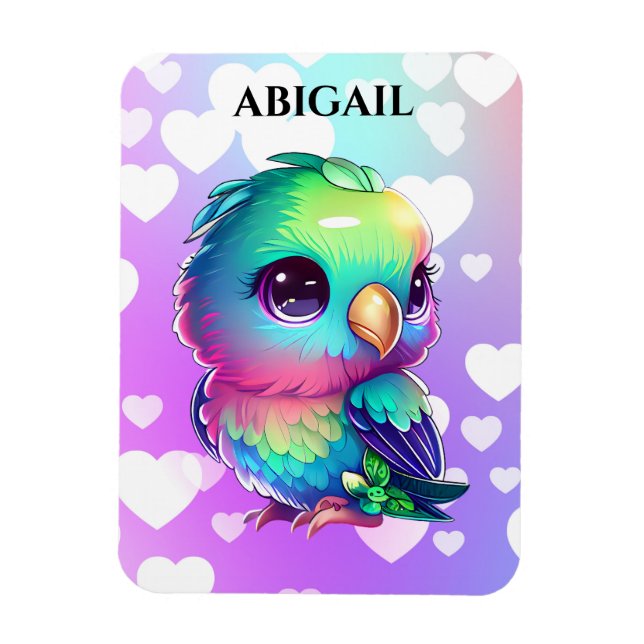 Regnbåge Bird & Hearts Magnet (Vertikal)