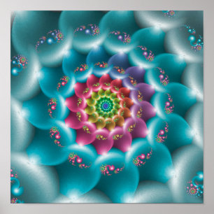 Regnbåge Blå Spiral Poster