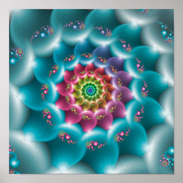 Regnbåge Blå Spiral Poster (Framsidan)