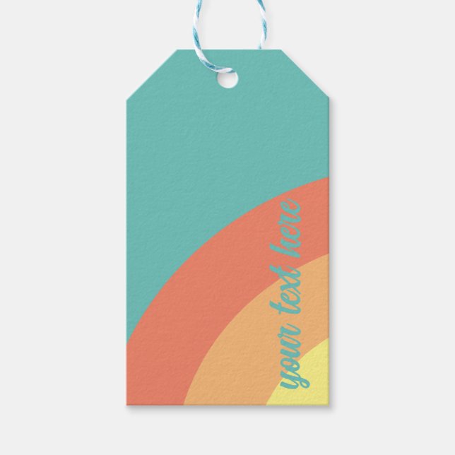 regnbåge, blått, rött, persika presentetikett (Framsidan)