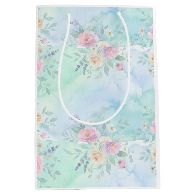 regnbåge blommande pastell akvarell blågrön bakgru (Framsidan)