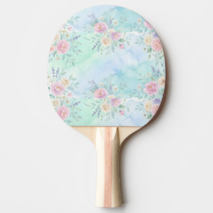 regnbåge blommande pastell vattenfärg blågrön bakg pingisracket