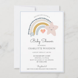Regnbåge Blue Baby Shower Inbjudningar