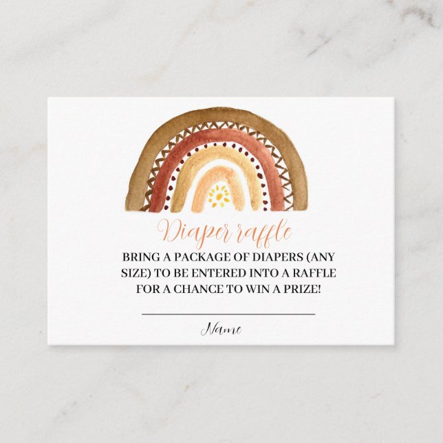 Regnbåge Boho Baby Shower Raffle Tilläggskort (Framsida)