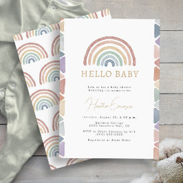 Regnbåge Boho Babyfirande Inbjudningar