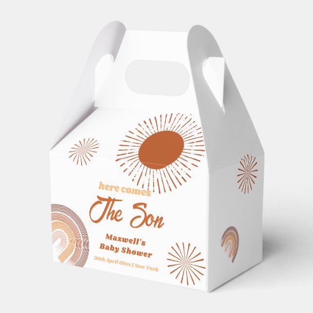 Regnbåge Boho Här Kommer Sonen Baby Shower  Presentaskar (Framsidan Sidan)