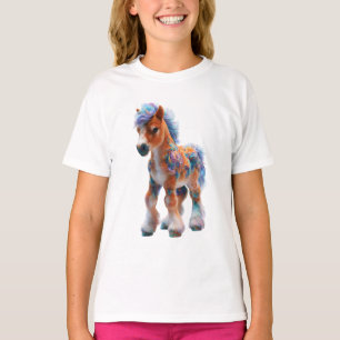 Regnbåge Bomullssocker Fantasi Ponny Barn T Shirt