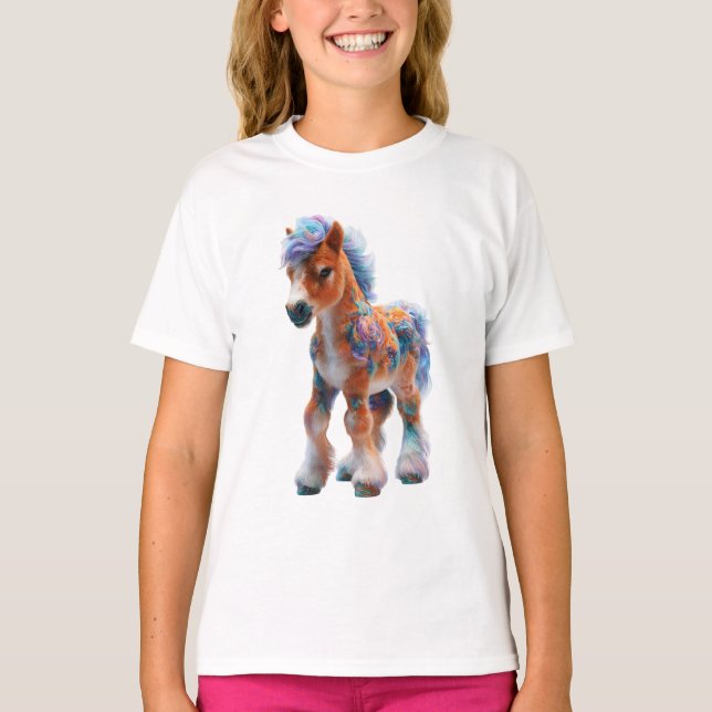 Regnbåge Bomullssocker Fantasi Ponny Barn T Shirt (Framsida)