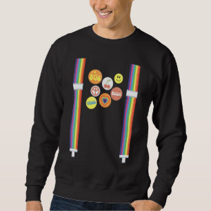 Regnbåge Braces Lgbt 80s Suspenders Costume Lång Ärmad Tröja