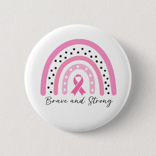 Regnbåge Bröstcancer Rosa Bandet Medvetenhet Knapp (Framsida)