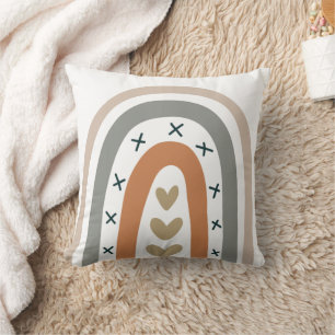 Regnbåge brun beige grått modern, vit muterad jord kudde