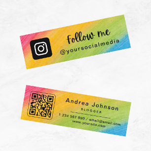 Regnbåge Brushstrokes Instagram Följ QR-kod Mini Visitkort