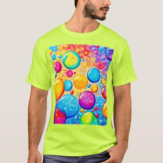 Regnbåge Bubble Pop Art T Shirt (Framsida)