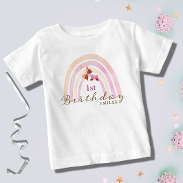 Regnbåge Butterflies Födelsedagsfest Pastel Pinks T Shirt