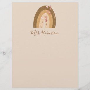 Regnbåge Butterflies Script Teacher Namn Brevhuvud