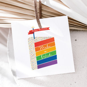 Regnbåge Cake Grattis på födelsedagen gör en Märkr Gåvor Etiketter