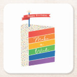 Regnbåge Cake Grattis på födelsedagen Gör en önska Underlägg Papper Kvadrat<br><div class="desc">Inget säger party som en färglös regnbågstårta. Dessa underlägg kommer att göra födelsedagsfesten mer attraktiv.</div>