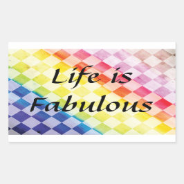 Regnbåge Checkers Rektangulärt Klistermärke