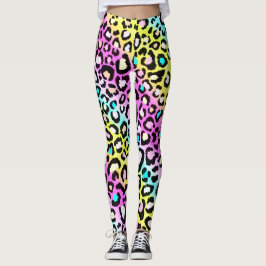 Regnbåge Cheetah skriver ut bensin Leggings