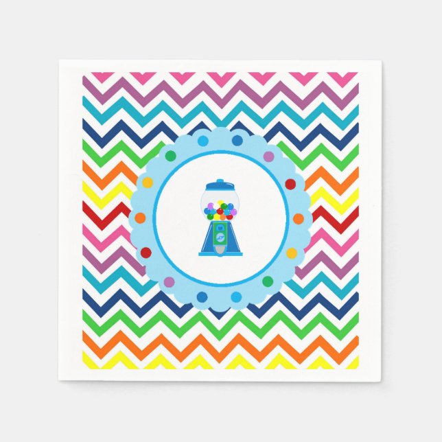 Regnbåge Chevron Gumball party napkins Pappersservett (Framsidan)