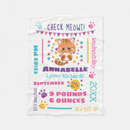 Regnbåge Confetti Cute Kattunge Baby födelsetat Fleecefilt