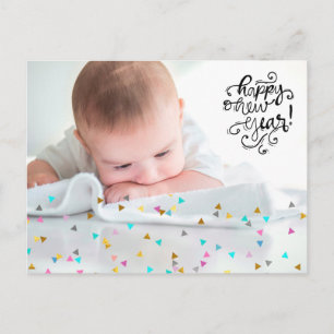 Regnbåge Confetti Gott nytt år vykort
