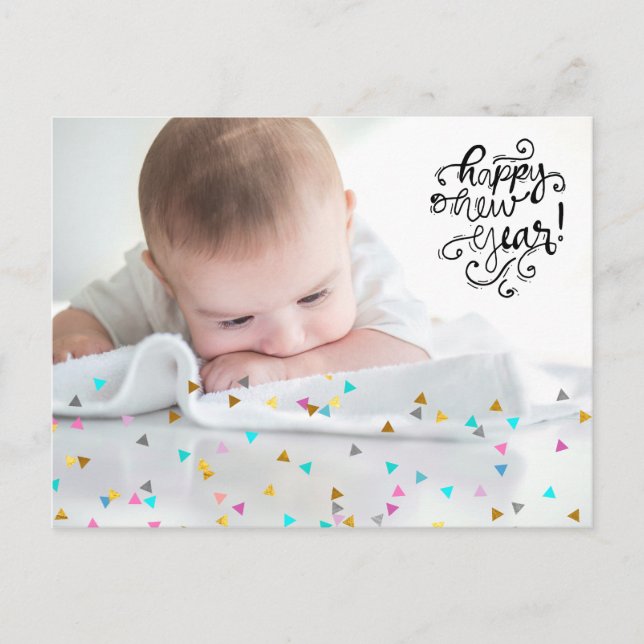 Regnbåge Confetti Gott nytt år vykort (Framsida)