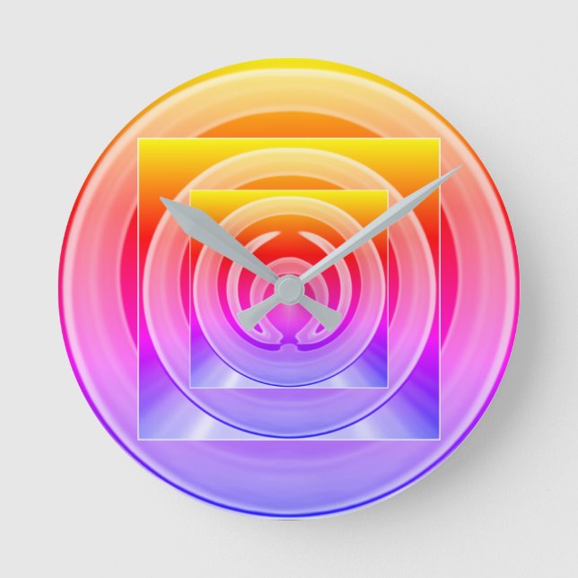 Regnbåge Contemporary Abstrakt Art Rund Klocka (Framsida)