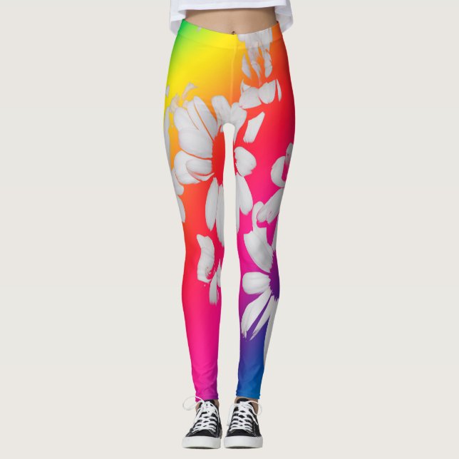 Regnbåge daisy leggings (Framsida)