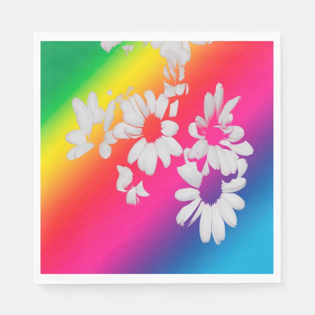 Regnbåge daisy pappersservett (Framsidan)