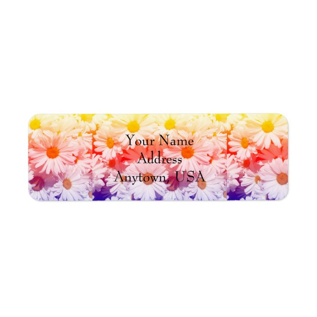 Regnbåge Daisy Returadress Etikett (Framsidan)