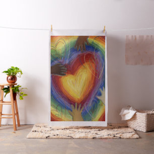 Regnbåge DEI Kärlek Hearts Fabric Art Material Tyg