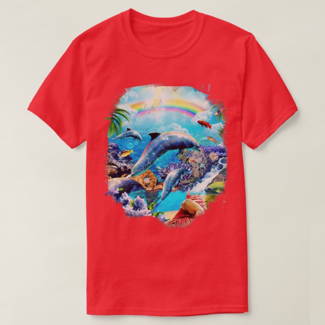Regnbåge delfiner 1 t shirt (Design framsida)