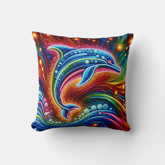 "Regnbåge delfiner: Ocean Glow" Kudde