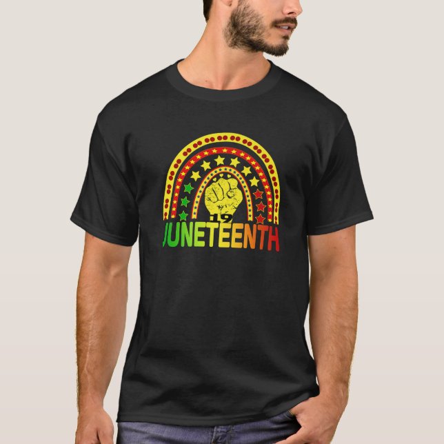 Regnbåge den 19 juni 1865 Frihetsdagen Afro Ra T Shirt (Framsida)
