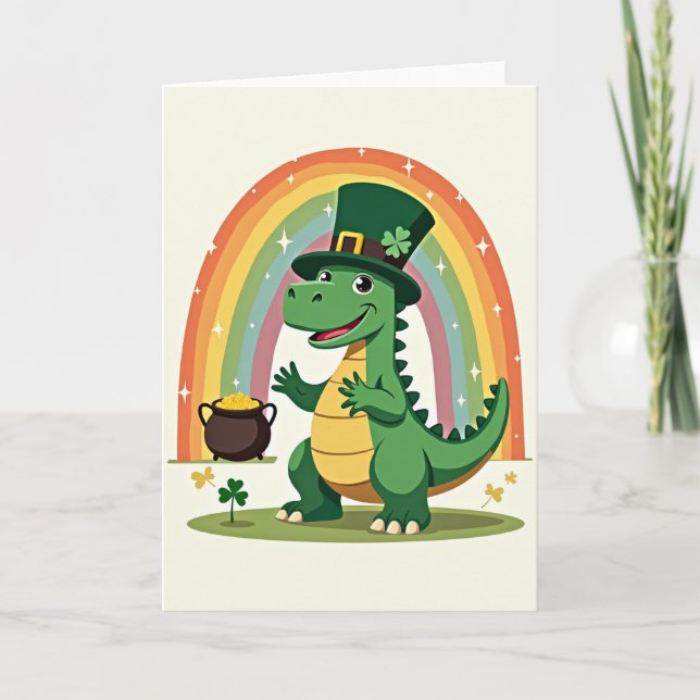 Regnbåge Dino Lucky Day-kort Kort (Framsida)
