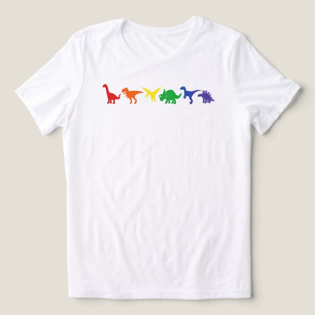 Regnbåge Dinosaurie Pride Tröja: HBTQ Dino T-Rex T Shirt (Design Framsida)