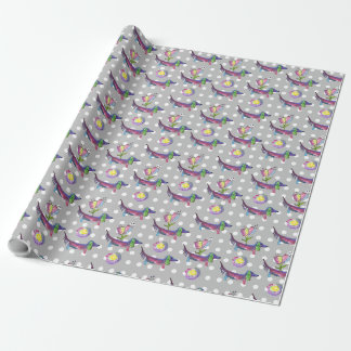 regnbåge Doxie med blommor Presentpapper