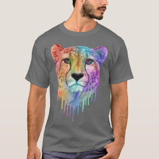 Regnbåge Drip Gepard Porträtt flicka familj T Shirt