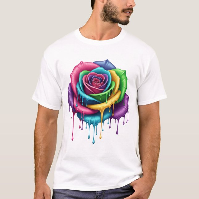 Regnbåge Drip Ro - Konstnärlig blomma Tee (Framsida)